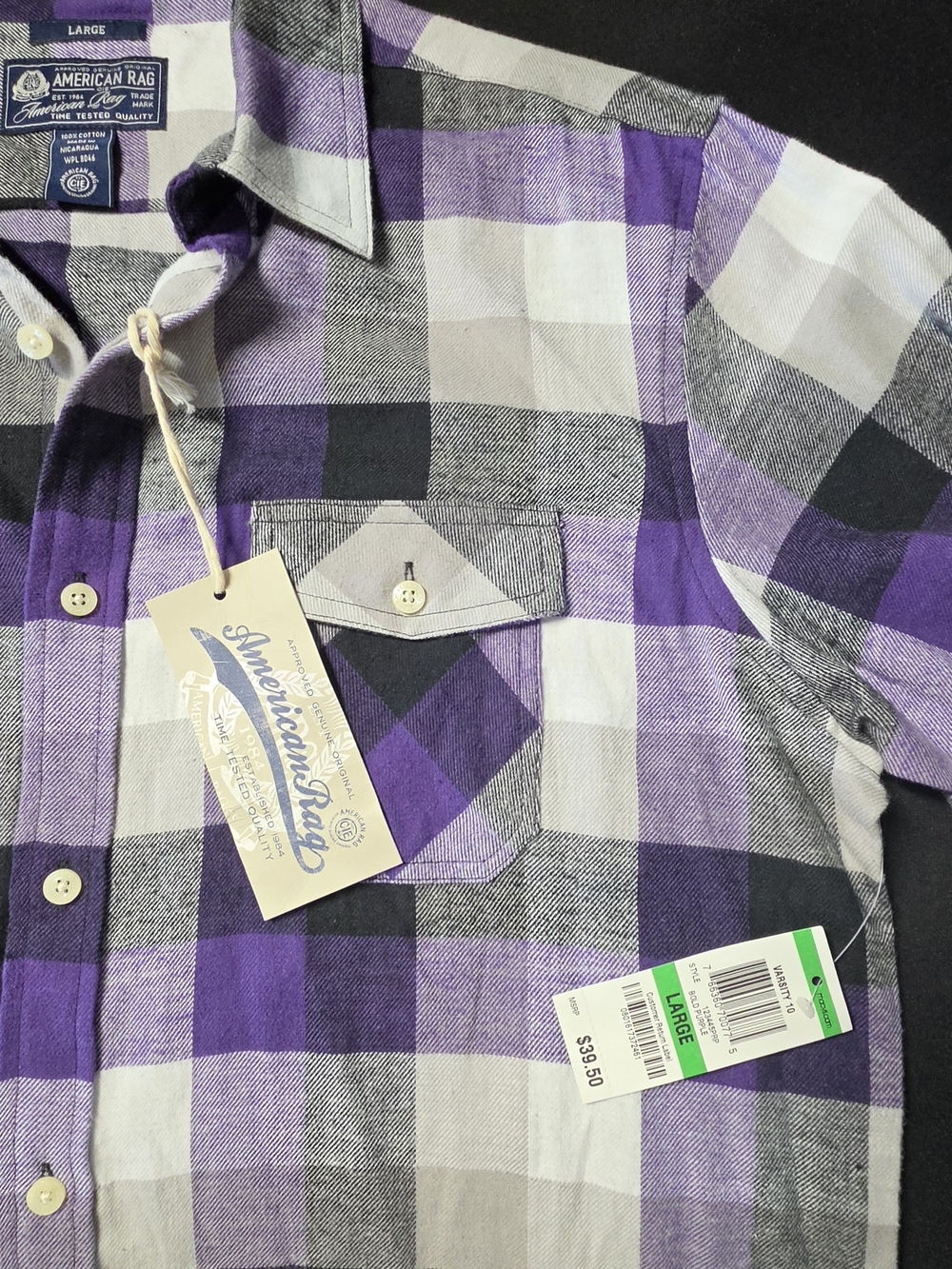 American Rag Men's Purple Plaid Button-Up Shirt